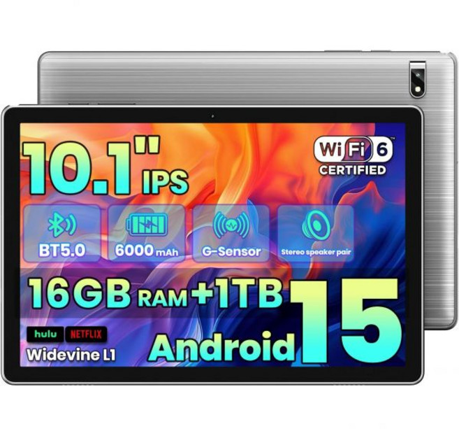 2026 안드로이드 태블릿 제미니 AI 16GB+1TB 확장 10.1인치 옥타코어 CPU 이중 카메라 와이파이6 6000mAh 와이드바인 L1 분할 화면 가족 및 업무 선물용, tabtrust 10.1 인치