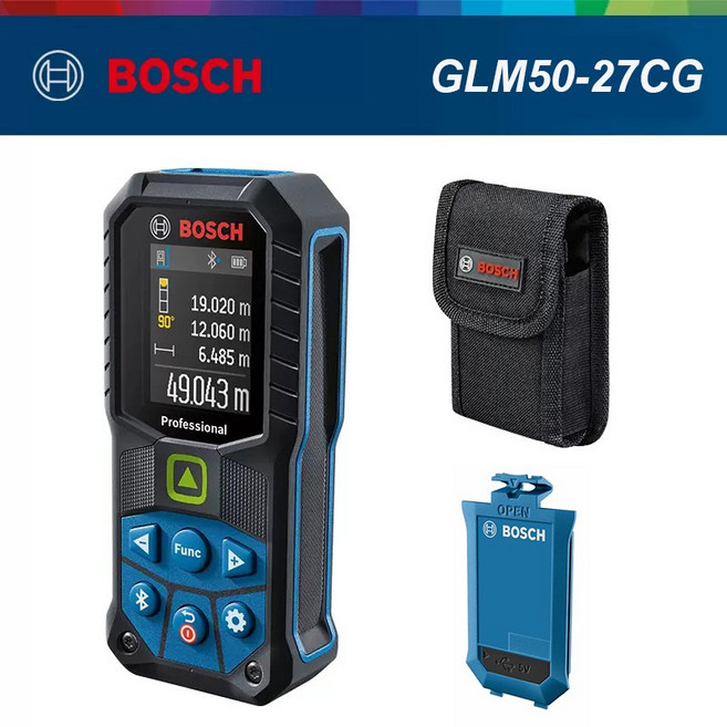 Bosch GLM 50-27 CG 녹색 레이저 측정기 거리 Bluetooth가 장착된 50미터 줄자, 01 빠른, 01 with Li battery