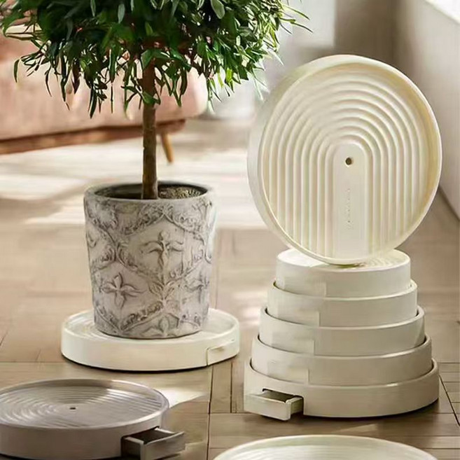 거와스 이동식 원형 화분 받침대, 1개, 화이트