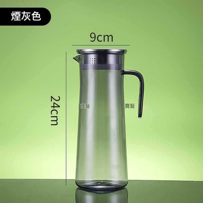 600ML 條紋冷水壺, 菸灰色 - 1000ml直身壺 鋼蓋 不是玻璃, 1套, 1000L
