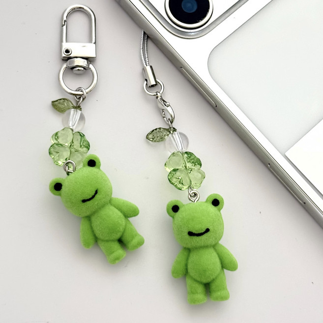 행운을 담은 개구리 인형 키링 폰스트랩, 1개, 핸드폰줄
