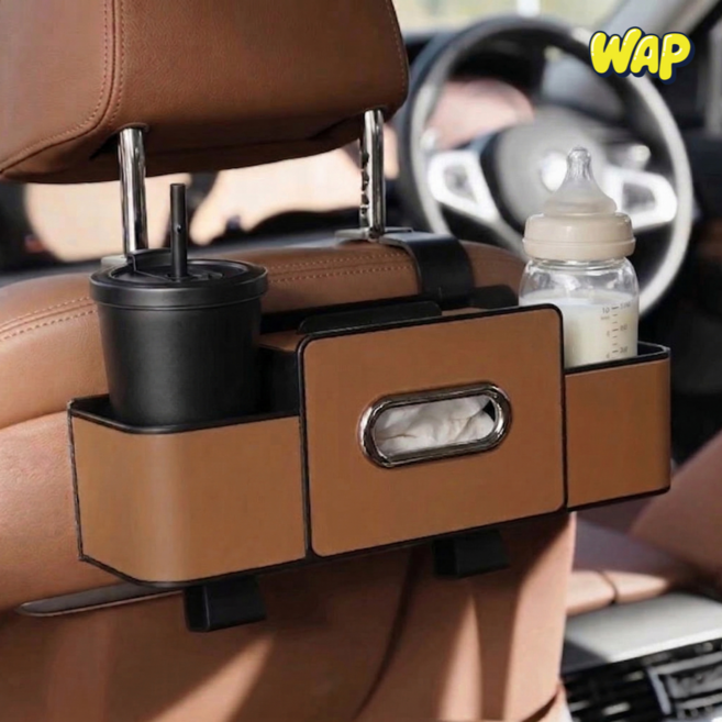 차량용 뒷좌석 컵홀더 멀티 정리 수납 텀블러, 브라운, 1개