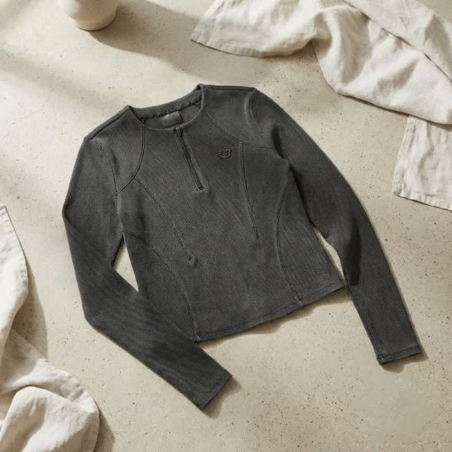 뉴발란스 NBNDG2W312 여성 소프트프레쉬 경량 골지 긴팔티 DARK GRAY 17