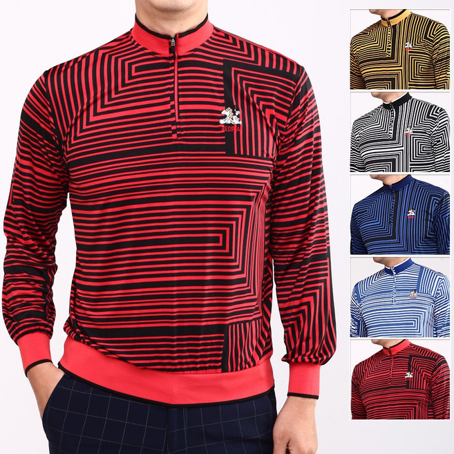 샤인힐즈 봄가을 국산 RPA 남성 디자인 패턴 스판 집업 티셔츠 골프웨어 RPAT5800