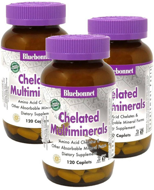 블루보넷 하이포텐시 킬레이트 멀티미네랄 Bluebonnet High Potency Chelated Multiminerals, 3개, 120정
