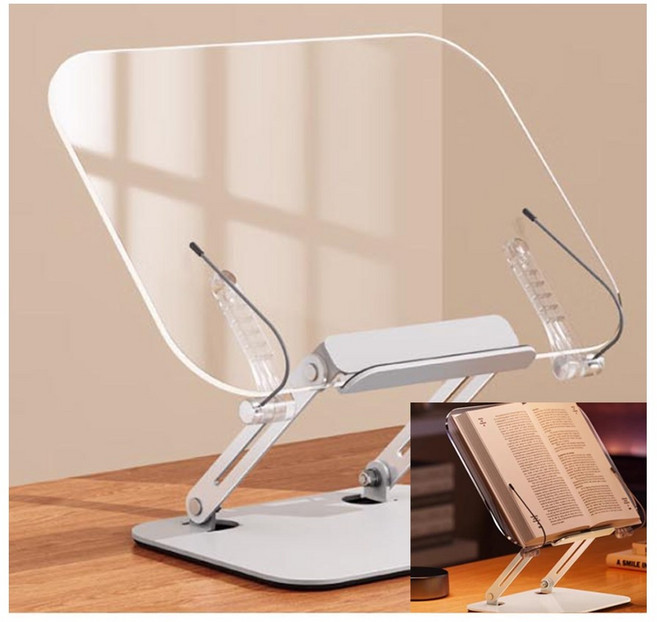 100MU 투명 독서대 높이조절 노트북 태블릿 아크릴 휴대용 접이식 북스탠드, 기본형