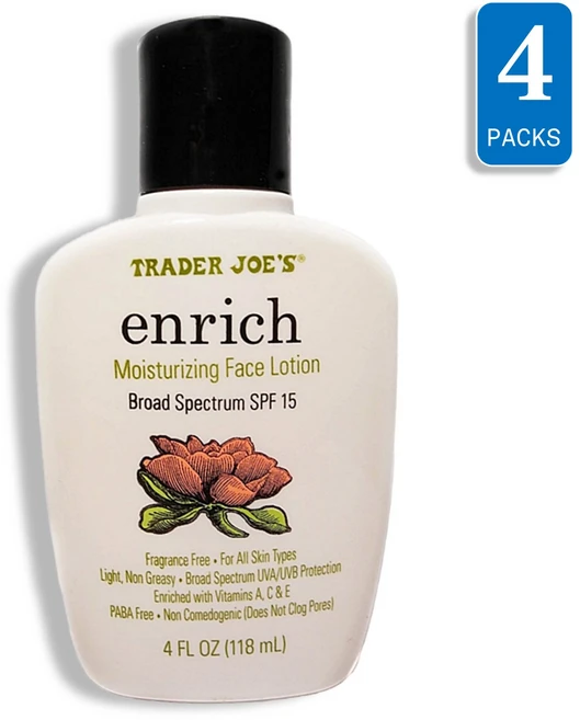Trader Joe's 트레이더조 엔리취 모이스처라이징 페이스 로션 SPF15 118ml 4개 - 쿠팡