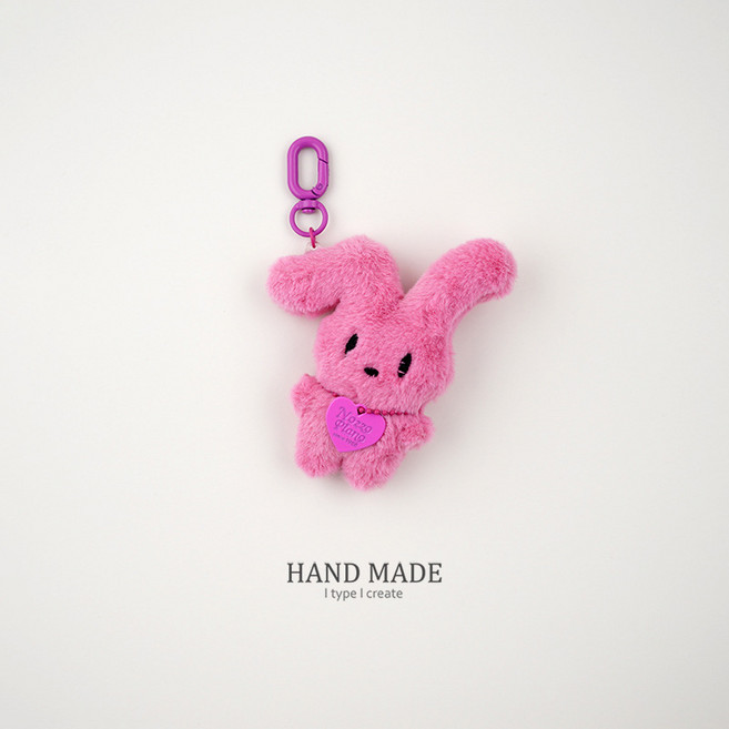 보들보들 토끼 인형 키링 핸드메이드 토끼키링 가방 키홀더, 핫핑크, 1개