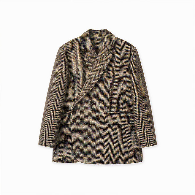 ELSISSI 金絲羊毛呢西裝外套女 顯瘦單扣