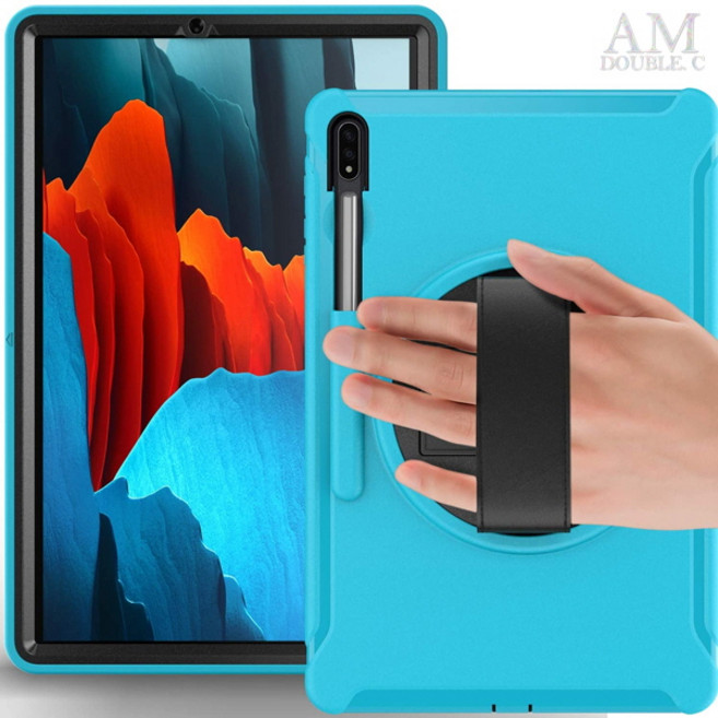 갤럭시탭S7 11 T870 T875 T878 핸드스트랩 거치대 태블릿 하드 케이스, atn103 블랙