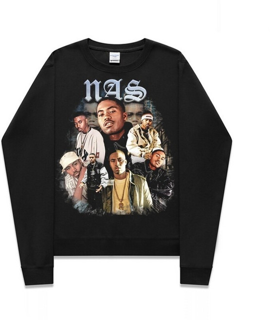 올드스쿨 힙합 빈티지 래퍼 아트웍 스트릿 남녀공용 프린팅 오버핏 맨투맨