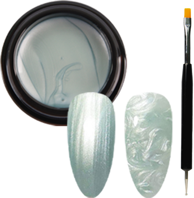 아이빛 젤네일 네일아트 셀프네일 클리어 쫀쫀 진주 글리터 통젤, 1개, 5g, 마블진주펄_mint(브러쉬포함)