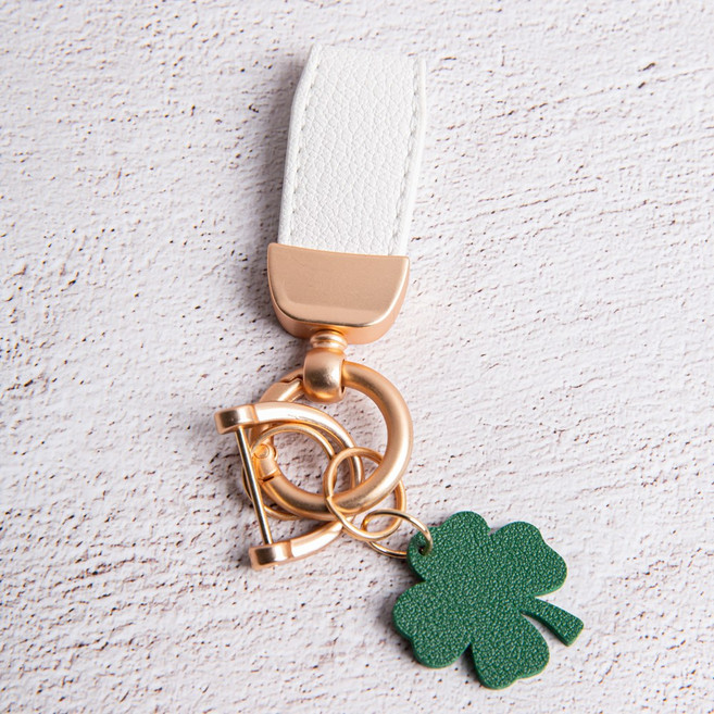 오일일 세련된 가죽 키링 자동차 키홀더, 화이트