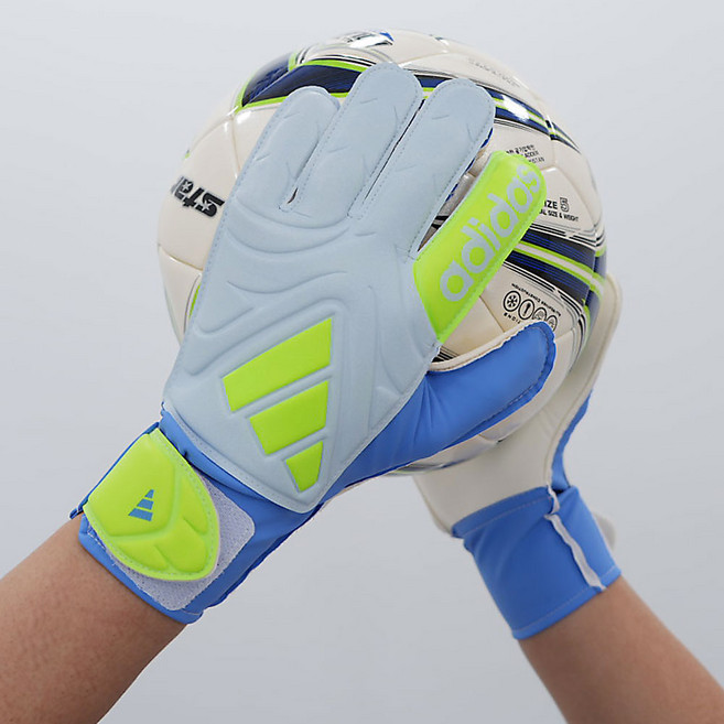 아디다스 골키퍼 장갑 라텍스 축구 글러브 키퍼 GK 손목 스트랩 벨크로 풋살 논슬립 장갑, 1세트, 블루 퓨전