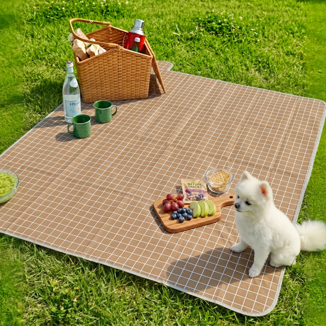 방수 피크닉 대형 돗자리 150x200 접이식 휴대용 벨크로 4인용 캠핑매트, 라떼 브라운