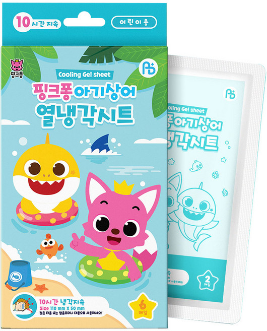 ABPLUS 아텍스 핑크퐁 아기상어 열냉각 해열시트, 6개입, 2개
