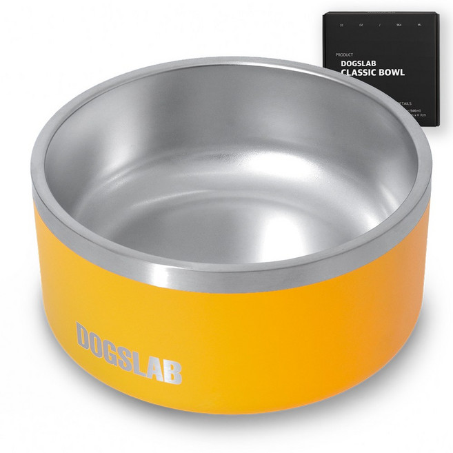 독스랩 반려동물 식기 밥그릇 물그릇, 1개, 머스타드 옐로우 32oz
