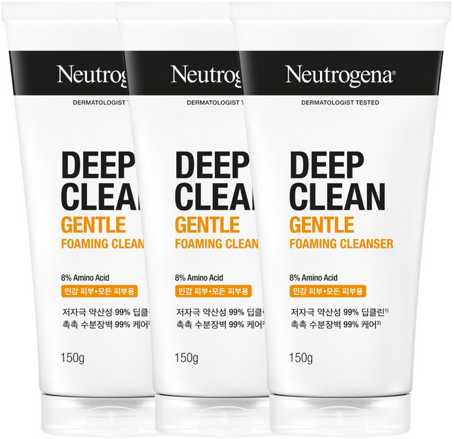 뉴트로지나 딥클린 젠틀 포밍 클렌져, 150g, 3개