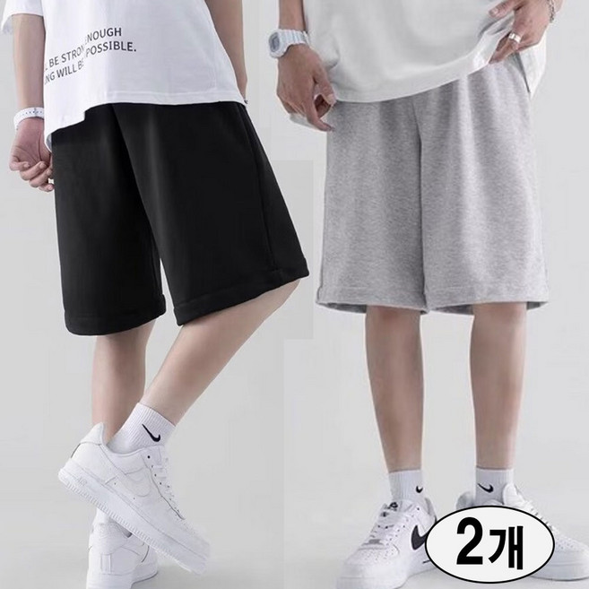 와우MD [ 1+1 ] 남녀공용 스트레이트 5부 츄리닝 반바지 밴딩 트레이닝 반바지