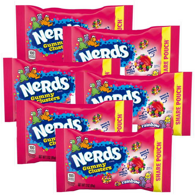 Nerds 너드 구미 클러스터 레인보우 츄이캔디, 85g, 6개