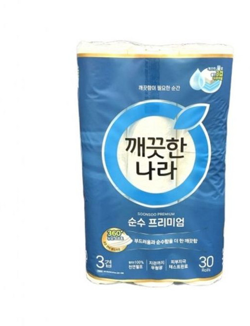 깨끗한나라 순수 프리미엄 화장지 100프로, 25m, 30롤, 1개