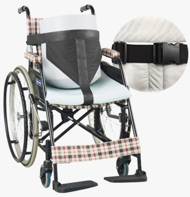 온맘 OM-WB02 휠체어 안전벨트 버클 환자용 낙상예방 조절식 미끄러짐방지 허리 안전띠, 1개