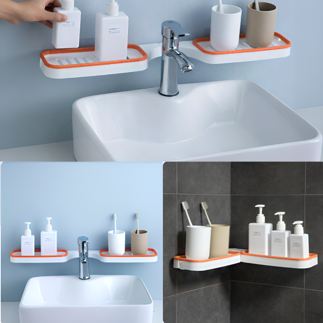 키시크 180도 무타공 욕실선반 물빠짐, 화이트 그레이