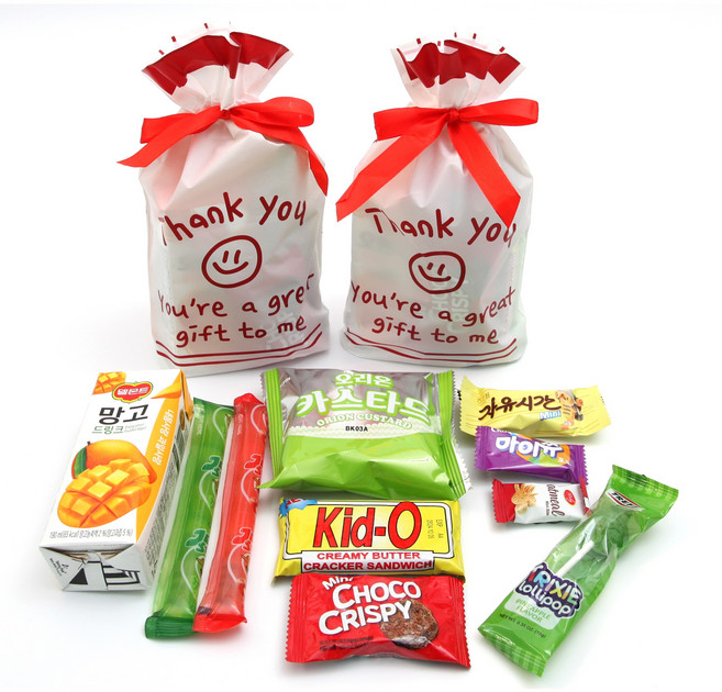 [우리아이선물용품]행사 간식 스마일 땡큐 OPP선물[E15][무료라벨 선물포장], 1개, 우리아이선물용품]단체 행사 간식 선물15호 [E015]