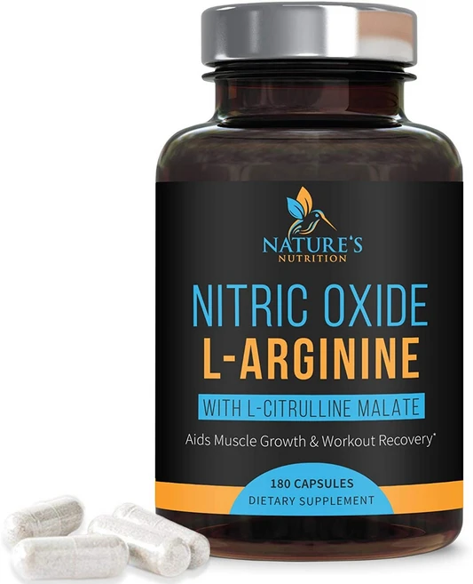 Nature's Nutrition 네이쳐스뉴트리션 니트릭 옥사이드 L-아르기닌 근육 성장 & 회복 에너지 강화 180캡슐, 1개, 180정 - 쿠팡