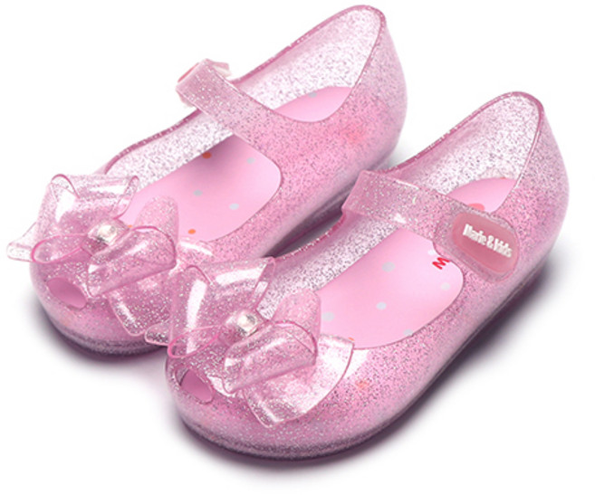 마리앤키즈 여아용 트윈리본 LED 라이팅 젤리슈즈