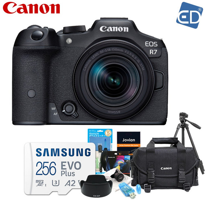 [캐논 정품] EOS R7 + RF-S 18-150mm 렌즈킷+256GB 9종 풀패키지 /ED, 01 캐논 EOS R7+RF S 18-150mm 렌즈킷