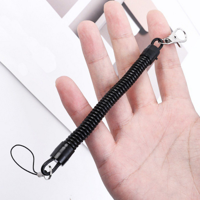 새로 유럽여행 소매치기 도난 분실 방지 스프링줄 스트랩 2P, 2개, 블랙