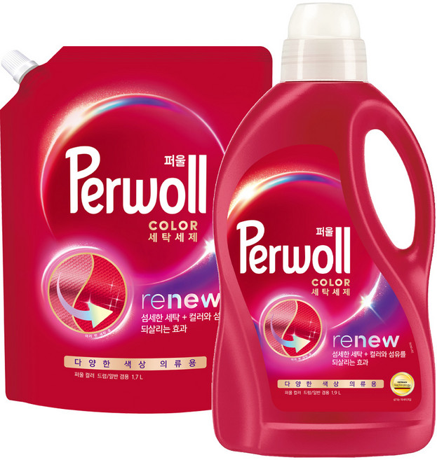 퍼울 세탁세제 용기+리필 / 어두운 의류용 컬러세탁 섬유 회복세제 -T.C, 컬러, 1세트, 3.6L