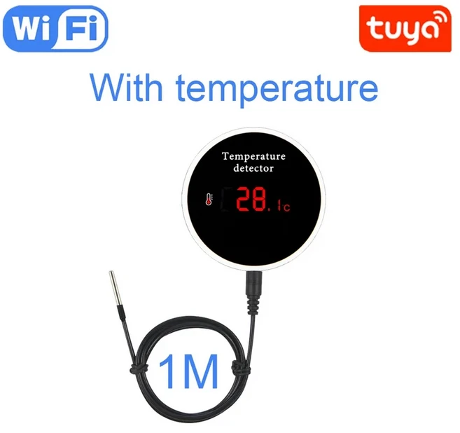 외부 온도 프로브 USB 충전 또는 배터리가 포함된 Haozee Tuya 스마트 WIFI, 02 With 1M Probe