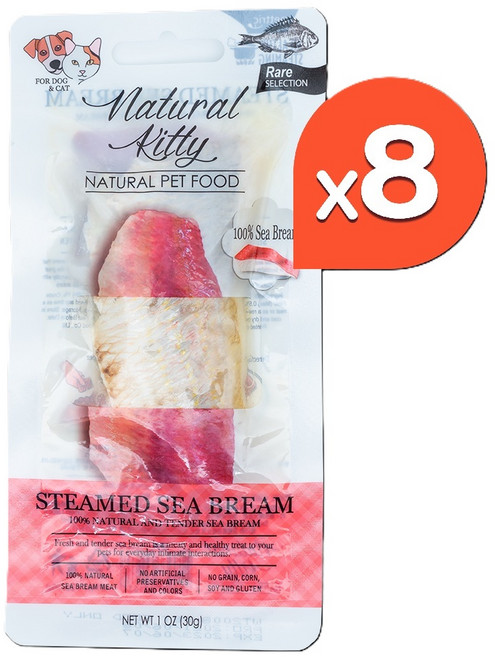 내추럴키티 100% 천연 통살간식, 스팀 도미 30g x 2개, 30g, 8개