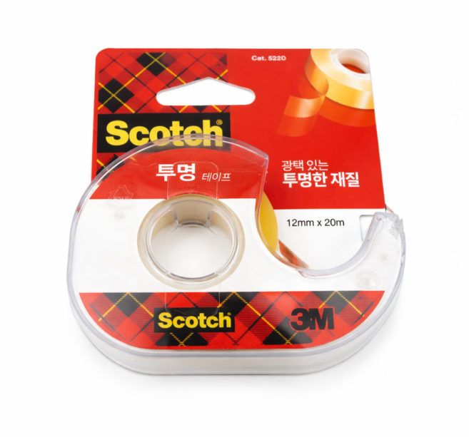 스카치 다용도 테이프 디스펜서 522D 12mm x 20m, 투명, 1개