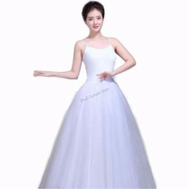 블랙 화이트 발레 투투 스커트 호수 의상 드레스 할로윈 파티 발레리나 댄스 의류, 2. White / A. Height 100-110cm