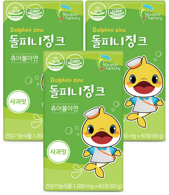 엔돌핀팩토리 돌피니징크 아연, 60정, 3개