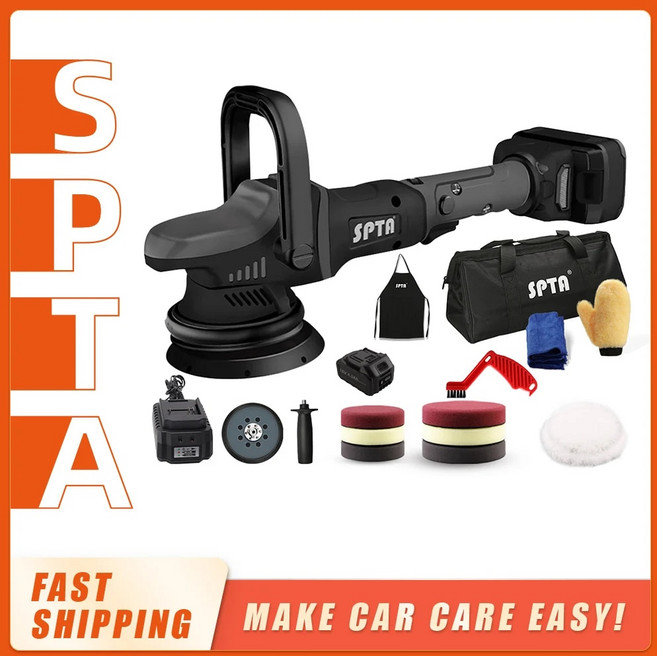 마루광택기 바닥광택기 SPTA-18V 5 인치 무선 자동차 폴리셔 듀얼 액션 15mm 궤도 가변 속도 연마 기계 4000mAh 배터리 연마 차량 광택 도구, [01] 1pc battery set, [01] 220 볼트 230 볼트, 1) 1pc battery set  220 볼트 230, 1개