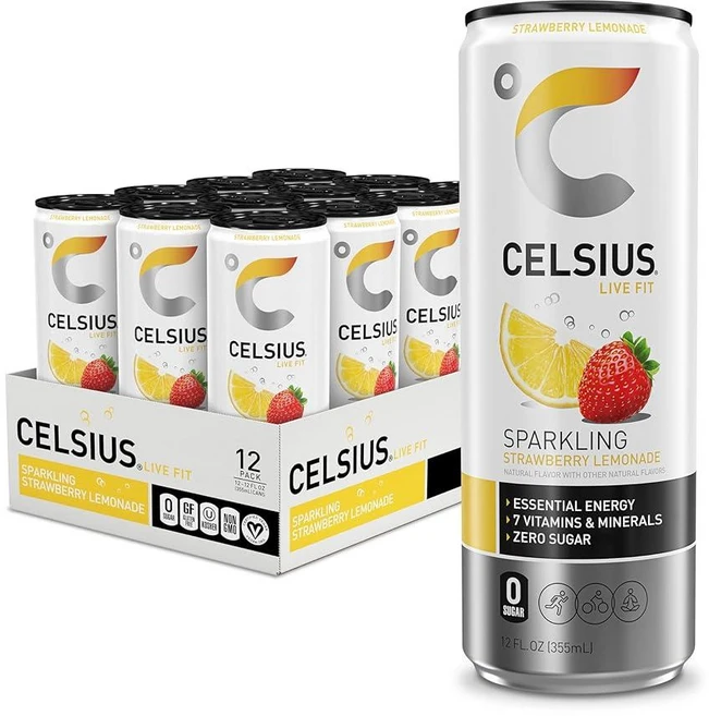 셀시어스 스파클링 망고 레모네이드 에너지 드링크 355ml 12캔, Strawberry Lemonade - 쿠팡