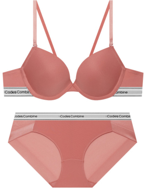 CODES COMBINE INNERWEAR 더블 라인 베이직 브라팬티세트_코랄 280106