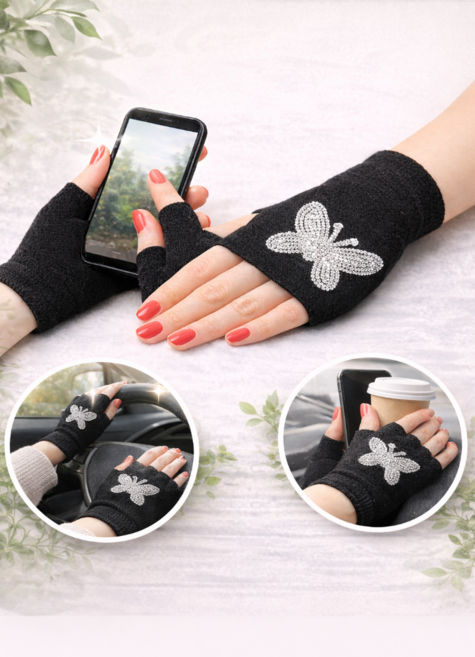 여성 반장갑 사계절 핑거리스 장갑 스마트폰 터치 운전용 자외선 차단 니트 패션 장갑