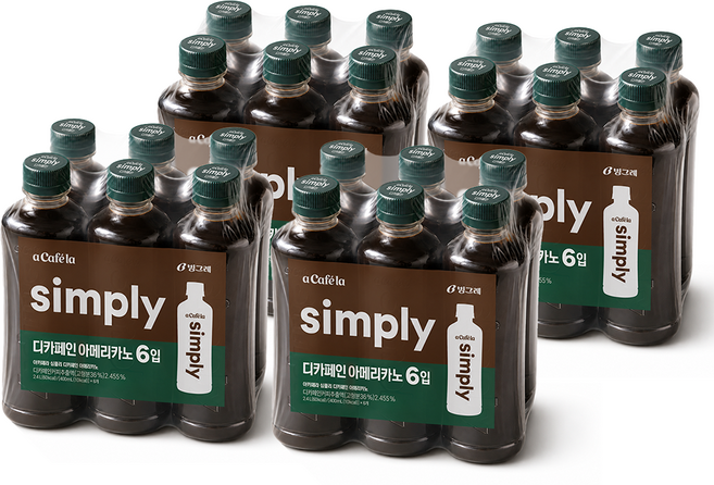 빙그레 아카페라 심플리 디카페인 아메리카노 400ml, 24개