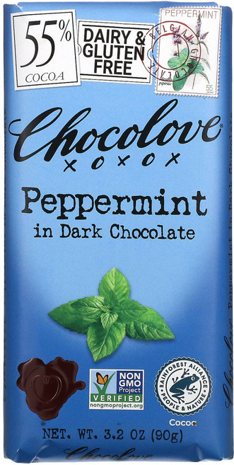 Chocolove 페퍼민트 인 다크 초콜릿 코코아 55% 90g(3.2oz) 3팩, 90g, 3