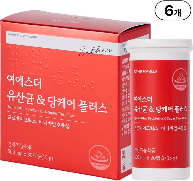 본사직영 여에스더 유산균 x 당케어 플러스 바나바잎 추출물, 30정, 6개