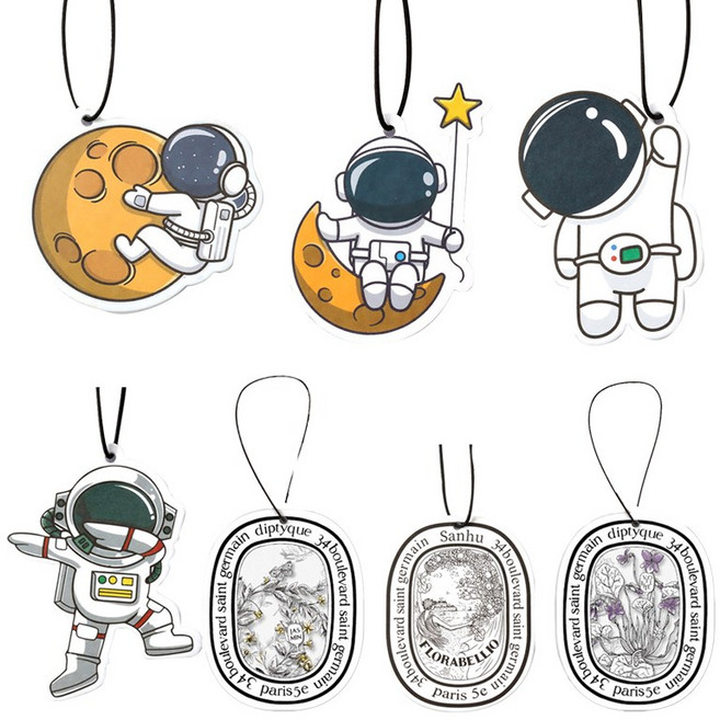 diptyque 汽車香薰片 植物萃取 持久清新 多場景適用 車用香氛, 1個, 太空人｜藍風鈴