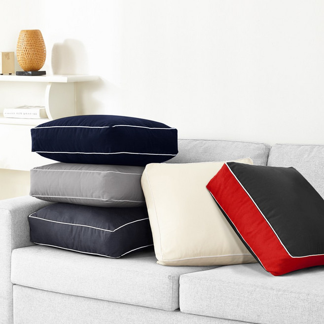 네모라인 국내생산 순면 사각 등쿠션 겸 소파쿠션 베개(솜포함), 다크네이비, 구름솜(가로45 x 세로45 x 높이 12cm)