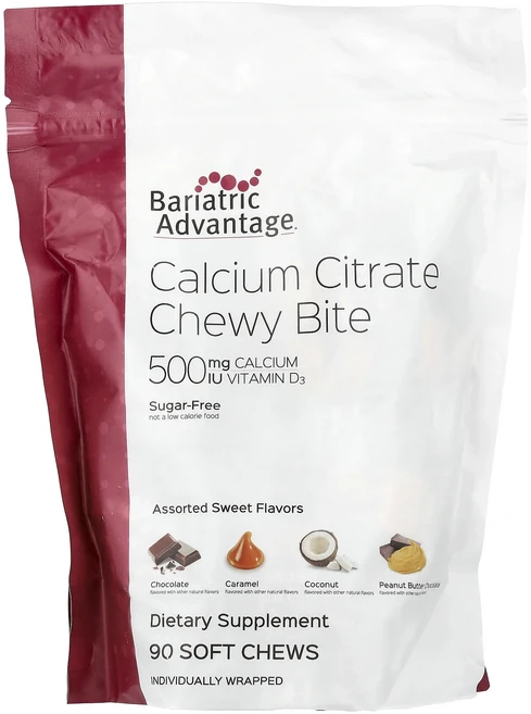 Bariatric Advantage 구연산 칼슘 츄이 바이트 설탕 무함유 달콤한 과일 맛 소프트 츄 90개, BariatricAdvantage구연산칼슘츄이바이트설탕, 1개 - 쿠팡