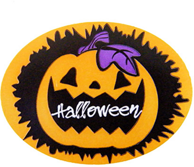 스티커(칼라할로윈호박원형)1장/20p