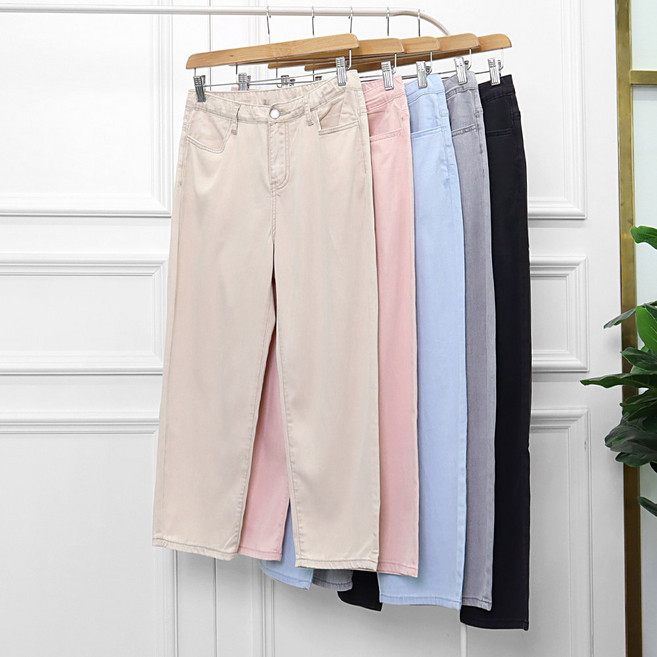 여성 속밴딩 레귤러핏 일자 쿨진 5Colors 빅사이즈 텐셀 데님 팬츠 키작녀 청바지